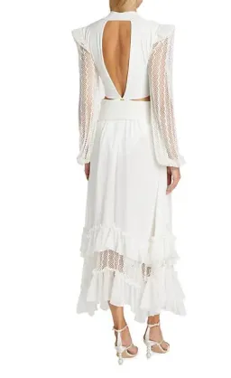 PatBO Plunge Lace Sleeve Maxi Dress White Size M / Au 10 for rent on The Volte - image 2