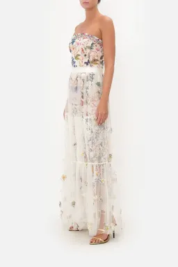 Camilla Queens Bee Hive Bandeau Bodysuit with Frill and Waistband Ruffle Hem Skirt Cream Size AU 10 for rent on The Volte - image 2