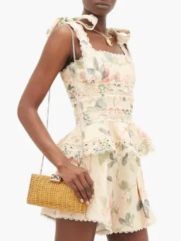 Zimmermann Kirra Floral Set Top and Shorts Beige Size 1 / AU 8 for rent on The Volte - image 1