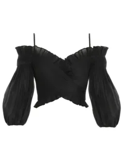 Zimmermann The Pleated Off Shoulder Top and Skirt Set Black Size 12 for rent on The Volte - image 4