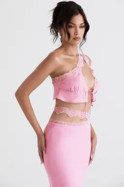 House of CB Lorena Cropped Top & Mathilda Maxi Skirt Set Pink Size 10  for rent on The Volte - image 3
