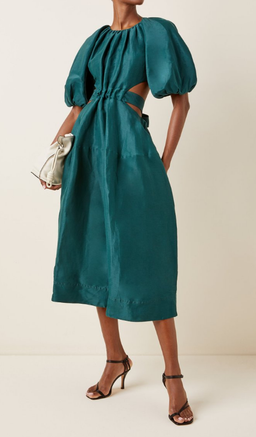 Aje Mimosa Cutout Midi Dress Emerald Size 8 for rent on The Volte - image 1