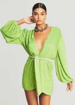 Retrofete Gabrielle Sequin Robe Lime Green Size AU 8 for rent on The Volte - image 2