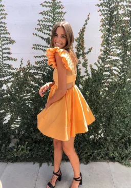 Aje Midsummer Mini Dress Orange Size 8 for rent on The Volte - image 4