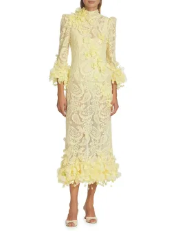 Zimmermann High Tide Lace Midi Dress Lemon Size 1/ AU 10 for rent on The Volte - image 1