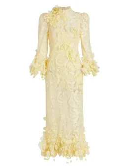 Zimmermann High Tide Lace Midi Dress Lemon Size 1/ AU 10 for rent on The Volte - image 3