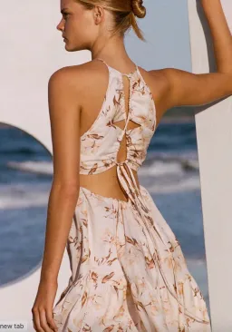 Shona Joy Roxanne Linen Open Back Tiered Midi Dress Floral Size 8 / S for rent on The Volte - image 3