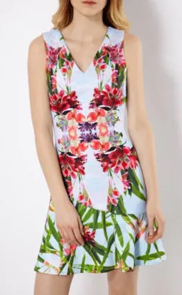 Karen Millen Tropical Floral Mirror Print Mini Dress Size 10 for rent on The Volte - image 2