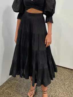 Zimmermann Pleated Midi Skirt in Black Size 1/AU 10 for rent on The Volte - image 4