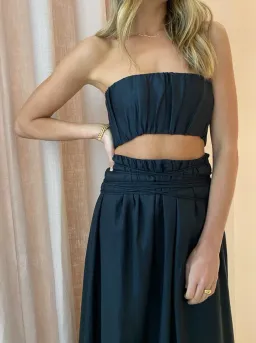 Sir The Label Cleide Bandaeu & Tie Midi Skirt Set Black Size 6  for rent on The Volte - image 2