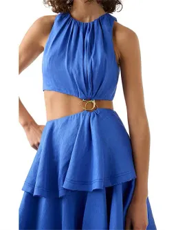 Aje Wave Cut Out Ring Midi Dress Blue Size 8 / S for rent on The Volte - image 4