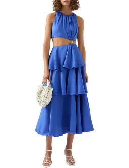 Aje Wave Cut Out Ring Midi Dress Blue Size 8 / S for rent on The Volte - image 1
