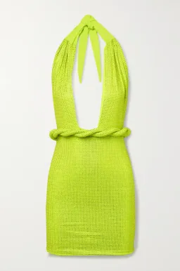 Leslie Amon Amina Belted Crystal Embellished Mini Dress Lime Green Size S / AU 6-8 for rent on The Volte - image 6
