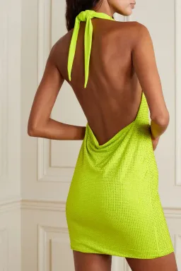 Leslie Amon Amina Belted Crystal Embellished Mini Dress Lime Green Size S / AU 6-8 for rent on The Volte - image 3