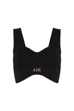 Aje Parfum Corset Crop Knit Top Black Size 8 for rent on The Volte - image 6