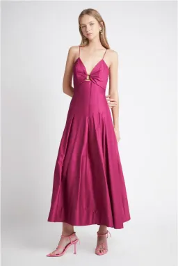 Aje Solstice Strappy Ring Midi Dress Fuschia Pink Size AU 6 for rent on The Volte - image 1