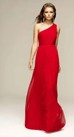 Lisa Ho One Shoulder Silk Tulle Gown Red Size 8 for rent on The Volte - image 2