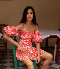 Borgo De Nor Ziggy Off The Shoulder Floral Print Mini Dress Red Size AU 8 for rent on The Volte - image 5