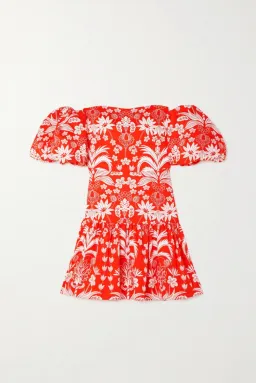 Borgo De Nor Ziggy Off The Shoulder Floral Print Mini Dress Red Size AU 8 for rent on The Volte - image 6
