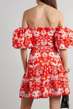 Borgo De Nor Ziggy Off The Shoulder Floral Print Mini Dress Red Size AU 8 for rent on The Volte - image 2