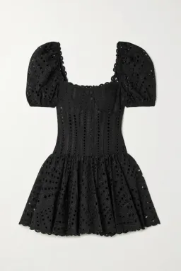 Charo Ruiz ‘Yara’ Broderie Anglaise Cotton-Blend Mini Dress Black Size Medium (AU 10)  for rent on The Volte - image 6