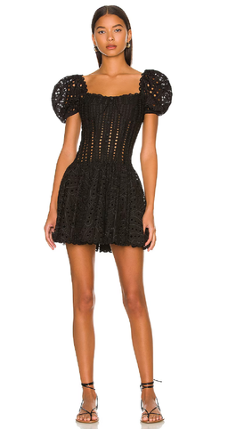 Charo Ruiz ‘Yara’ Broderie Anglaise Cotton-Blend Mini Dress Black Size Medium (AU 10)  for rent on The Volte - image 3