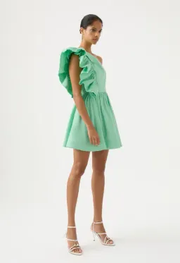 Aje Bonjour Asymmetric Mini Dress Green Size 8 / S for rent on The Volte - image 4