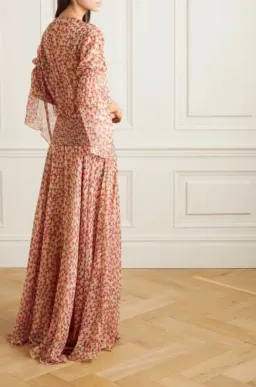 Eywasouls Malibu Claire Smocked Chiffon Maxi Dress Floral Size 8 for rent on The Volte - image 3