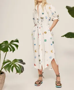 Alemais Soleil Embroidered Linen Shirtdress Print Size 12 for rent on The Volte - image 7