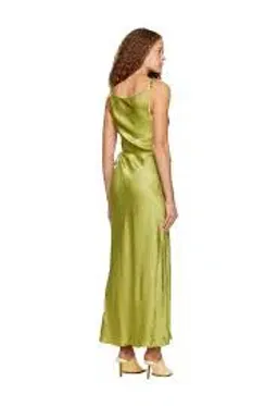 ACNE Studios -  hammered-satin midi wrap dress - chartreuse for rent on The Volte - image 3