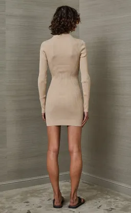 Bec & Bridge Latte Harper Knit Mini Dress Beige Size 6 / AU 10  for rent on The Volte - image 4