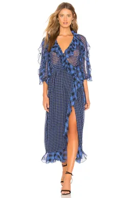 Tularosa Alicia Dress in Blue Check Size XL/AU 16 for rent on The Volte - image 1