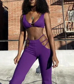 I. AM. GIA Lucid Crop Top & Pants Set Purple Size S/AU 8 for rent on The Volte - image 1