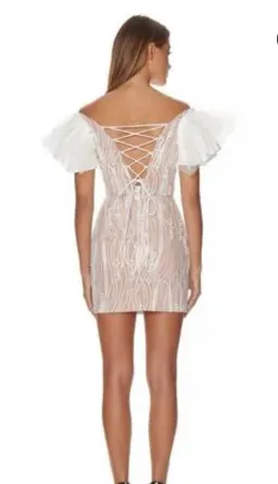 Eliya The Label The Trinity Mini Dress Nude/White Size M / Au 10 for rent on The Volte - image 3