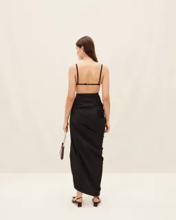Jacquemus La Robe Saudade Asymmetrical Dress in Black Size 10 for rent on The Volte - image 3