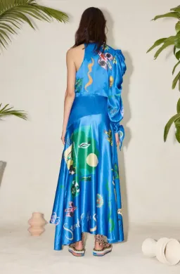 Alemais Soleil One Shoulder Midi Dress Blue Size 6 for rent on The Volte - image 4