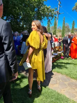 Aje Casabianca Puff Sleeve Mini Dress Olive Green Size 6 / XS for rent on The Volte - image 3