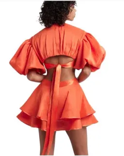 Aje Gracious Cut Out Mini in Saffron Red Size AU 6 for rent on The Volte - image 2