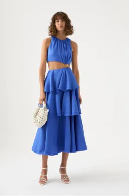 Aje Wave Cut Out Ring Midi Dress Marine Blue Size AU 6 for rent on The Volte - image 3