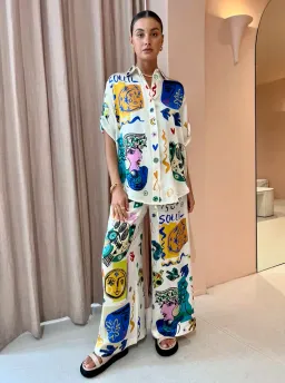 Alemais Soleil Shirt and Pants Set Cream Size AU 6 for rent on The Volte - image 1