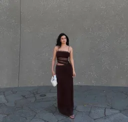 Christopher Esber Sheer Panel Dress Brown Size 6 for rent on The Volte - image 4