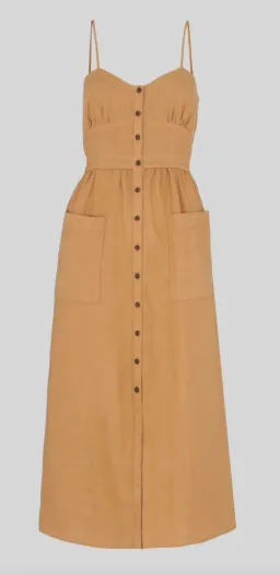 Whistles Milana Tie-Back Linen Dress Toffee Size 12 for rent on The Volte - image 3