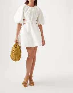 Aje Mimosa Cut Out Mini Dress Ivory Size 6 / XS for rent on The Volte - image 1