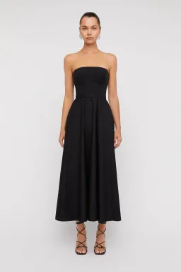 Scanlan Theodore Crepe Knit Cotton Strapless Dress Black Size 8  for rent on The Volte - image 1