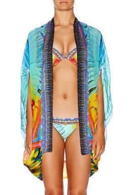 Camilla Flightful Open Cape Orange Print One Size for rent on The Volte - image 1