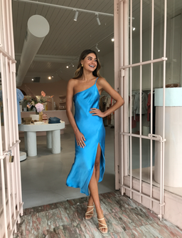 Bec & Bridge Frederic Asym Midi Dress Azure Blue Size 14 for rent on The Volte - image 1