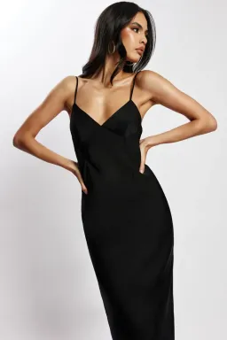 Meshki Bailey Satin Maxi Dress Black Size 6  for rent on The Volte - image 3