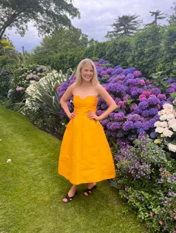 Oroton Sculptured Bodice Dress Marigold Size 10 for rent on The Volte - image 3