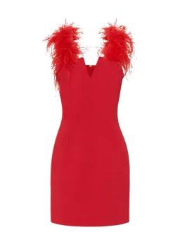 Rebecca Vallance Scarlett Feather Mini Dress Red Size 4 for rent on The Volte - image 5