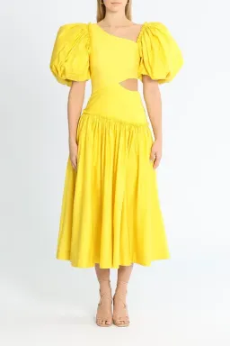 Aje Chateau Cut Out Midi Dress Yellow Size 12 / L for rent on The Volte - image 1